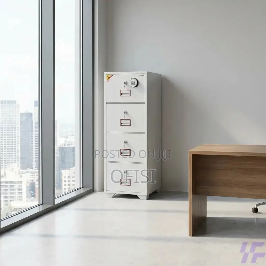Office Cabinet; 4-Drawer Fireproof Filing Cabinet - 266kgs