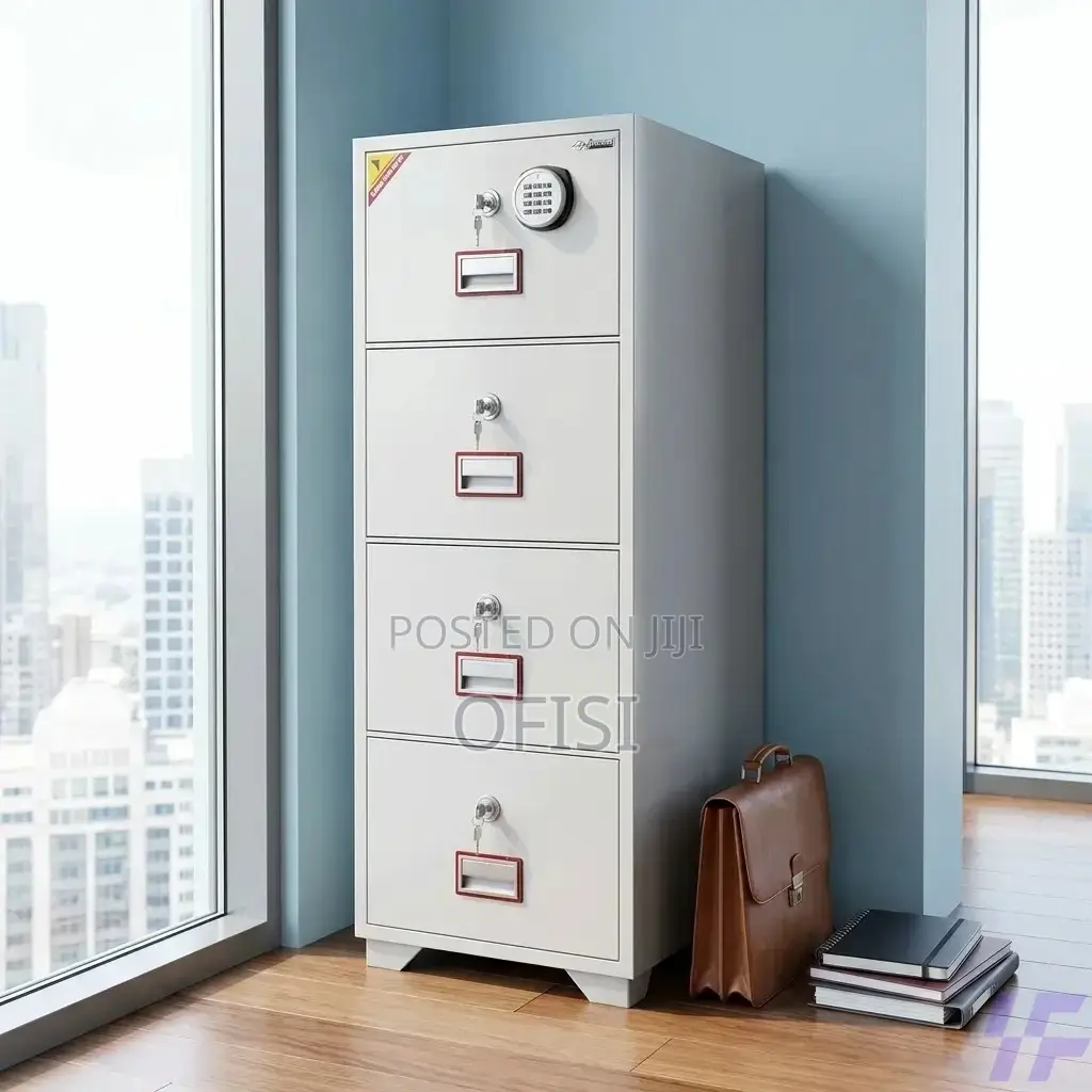 Office Cabinet; 4-Drawer Fireproof Filing Cabinet - 266kgs