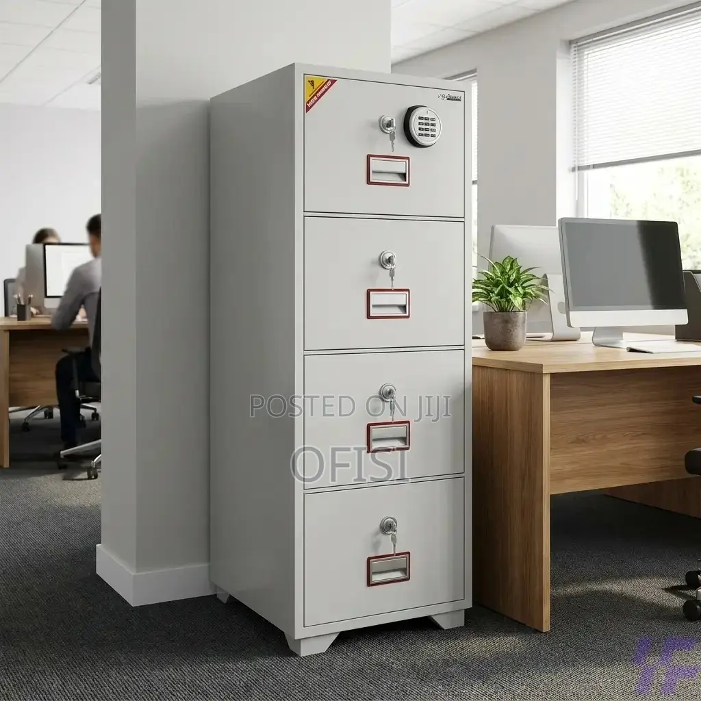 Office Cabinet; 4-Drawer Fireproof Filing Cabinet - 266kgs