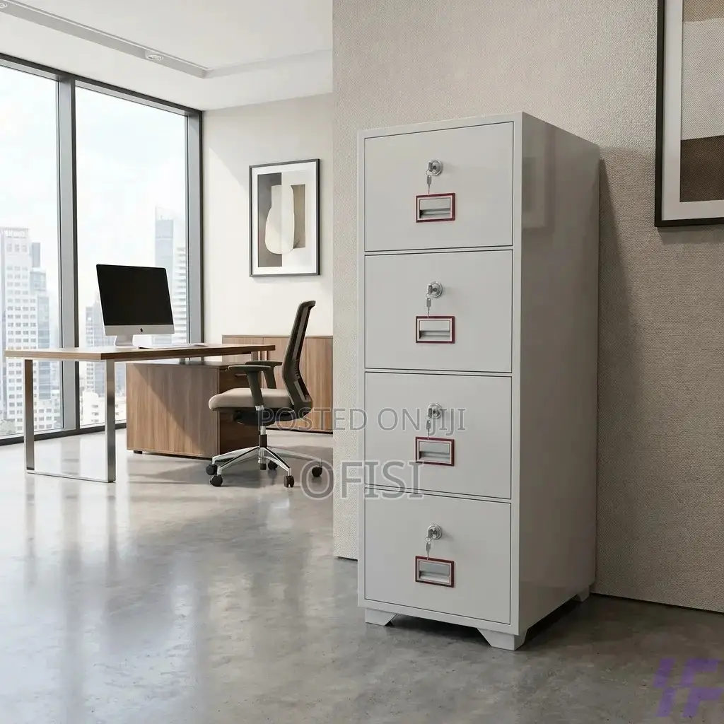 Office Cabinet; 4-Drawer Fireproof Filing Cabinet - 266kgs