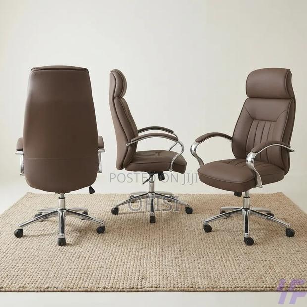Office Chair; Brown Executive Leather Office Chair - thumbnail 6