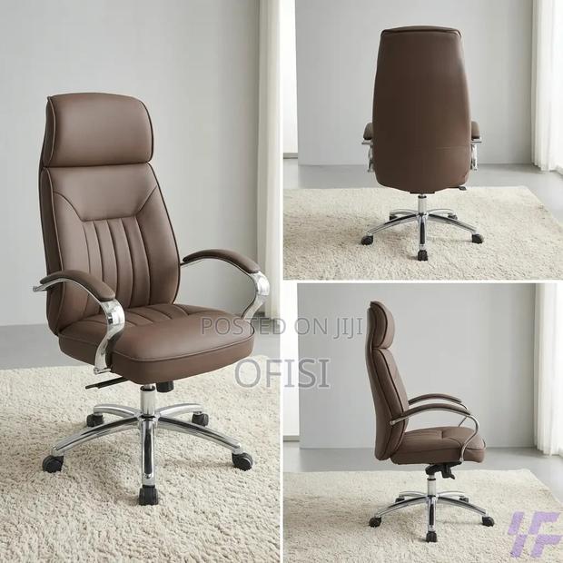 Office Chair; Brown Executive Leather Office Chair - thumbnail 2