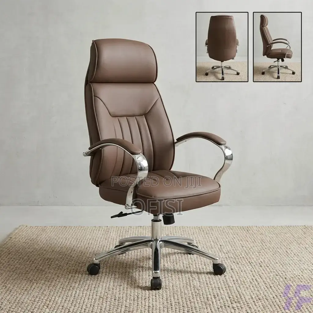 Office Chair; Brown Executive Leather Office Chair