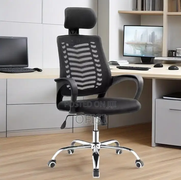 Office Chair; Ergonomic Headrest Mesh Office Chair