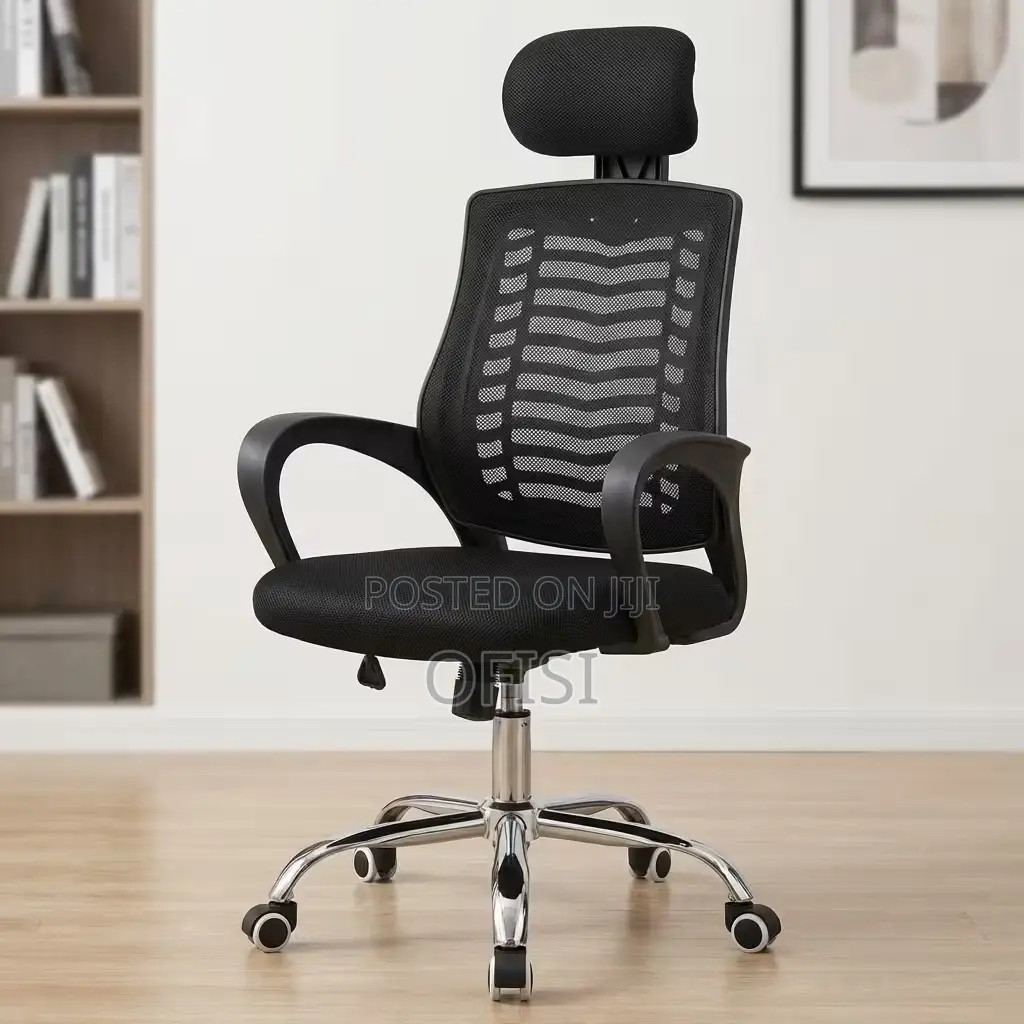 Office Chair; Ergonomic Headrest Mesh Office Chair