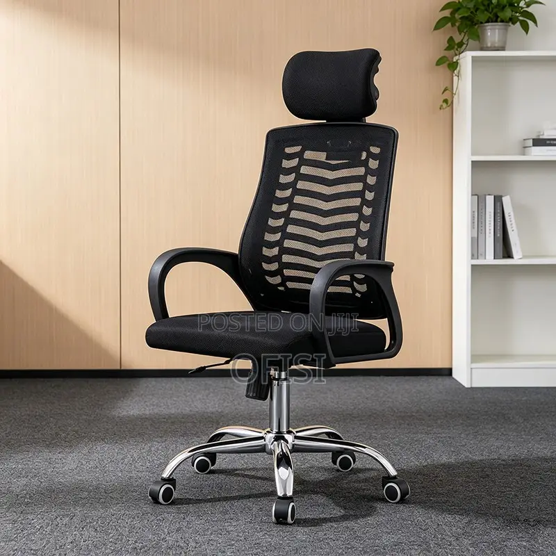 Office Chair; Ergonomic Headrest Mesh Office Chair