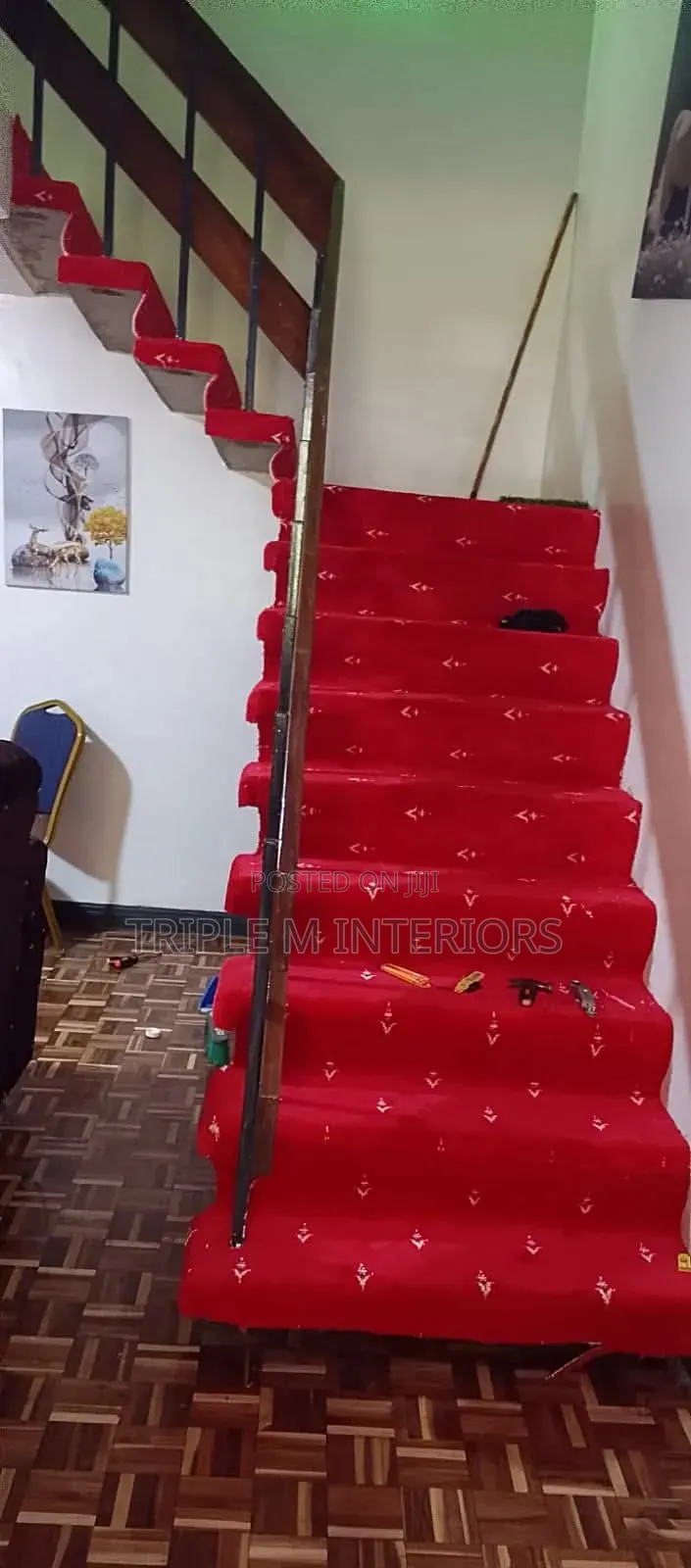 Staircase 12mm Red Dotted Executive Carpet