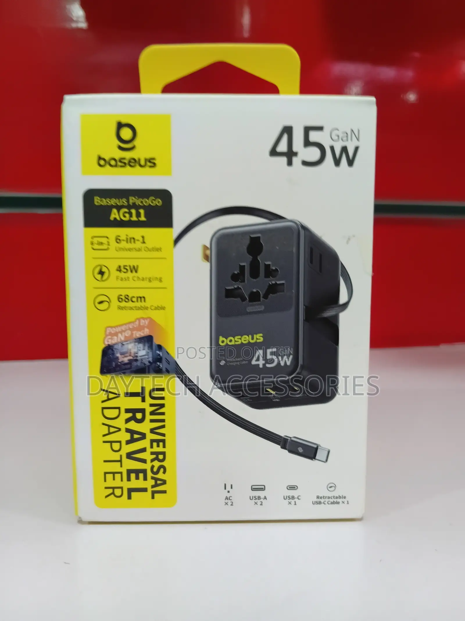 This Is A Baseus Picogo Ag11 Universal Travel Adapter In Cosmic Black.