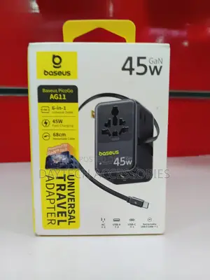 This Is A Baseus Picogo Ag11 Universal Travel Adapter In Cosmic Black.