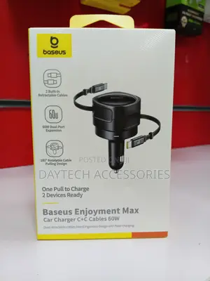 Baseus Enjoyment Max Car Charger C+C Cables 60w Cosmic Black