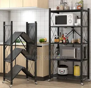 *Big Size Foldable Kitchen Rack With Wheels* *5tier