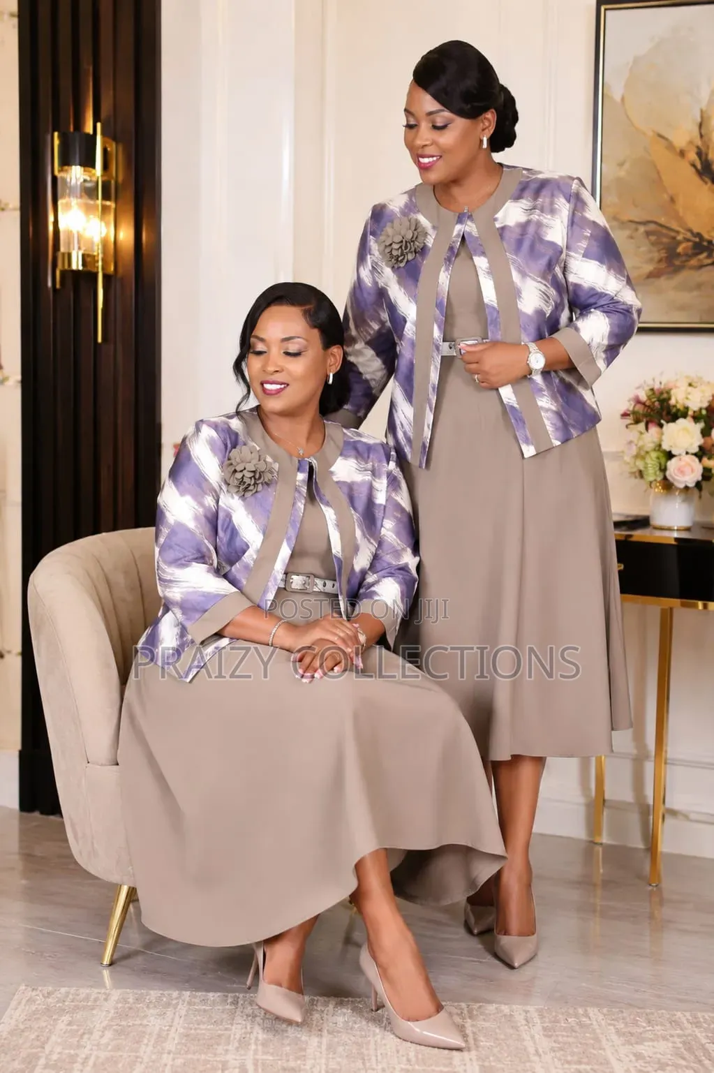 Mama's Monochrome Maxi Dress With Coloured Blazer