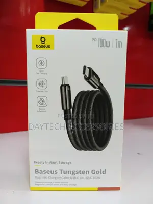 This Is a Baseus 100w Tungsten Gold Magnetic Charging Cable.