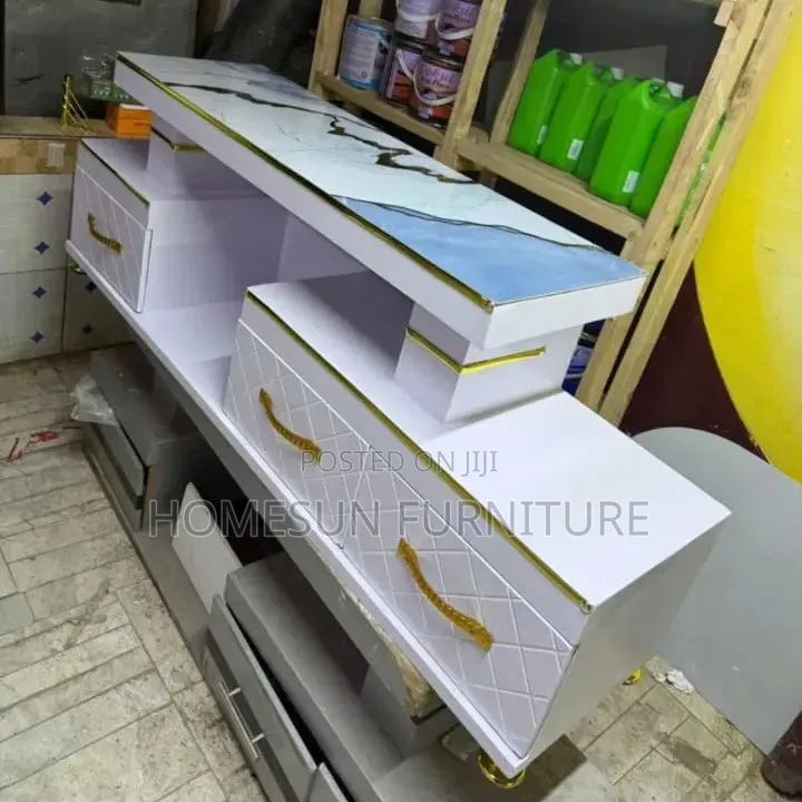 Tv Stand New Model With Marble Effect on Top 5 Ft