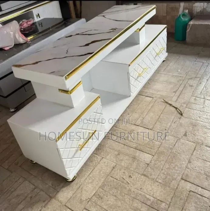 Tv Stand New Model With Marble Effect on Top 5 Ft