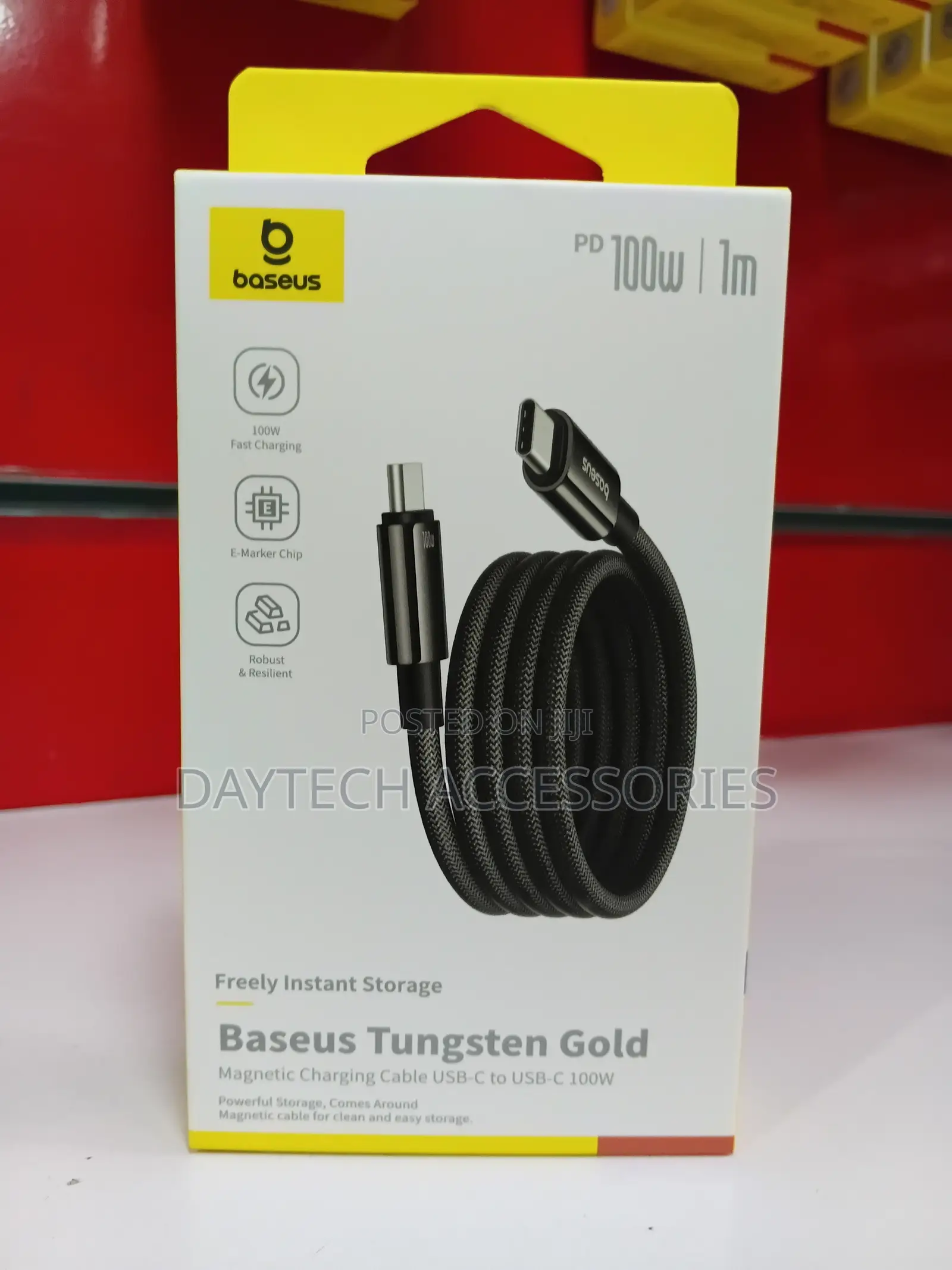 Baseus Tungsten Gold Magnetic Charging Cable Usb-C to Usb-C 100w 1m