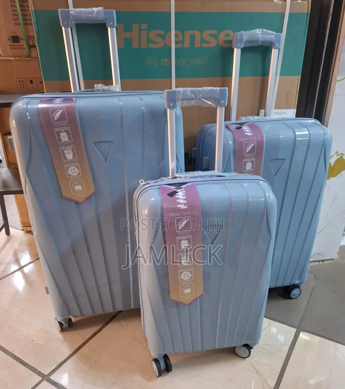 Light Blue Unbreakable Pp 3-in-1 Suitcase Set - Pt