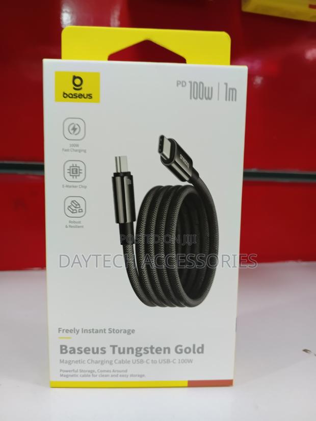 Baseus Tungsten Gold Magnetic Usb-C to Usb-C Cable for Fast Charging.