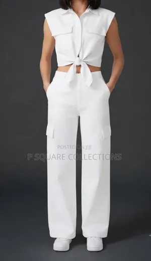 Ladies White 2 Piece Linen