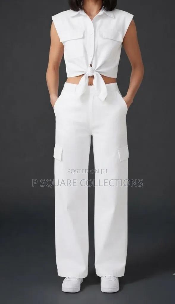 Ladies White 2 Piece Linen - thumbnail 2