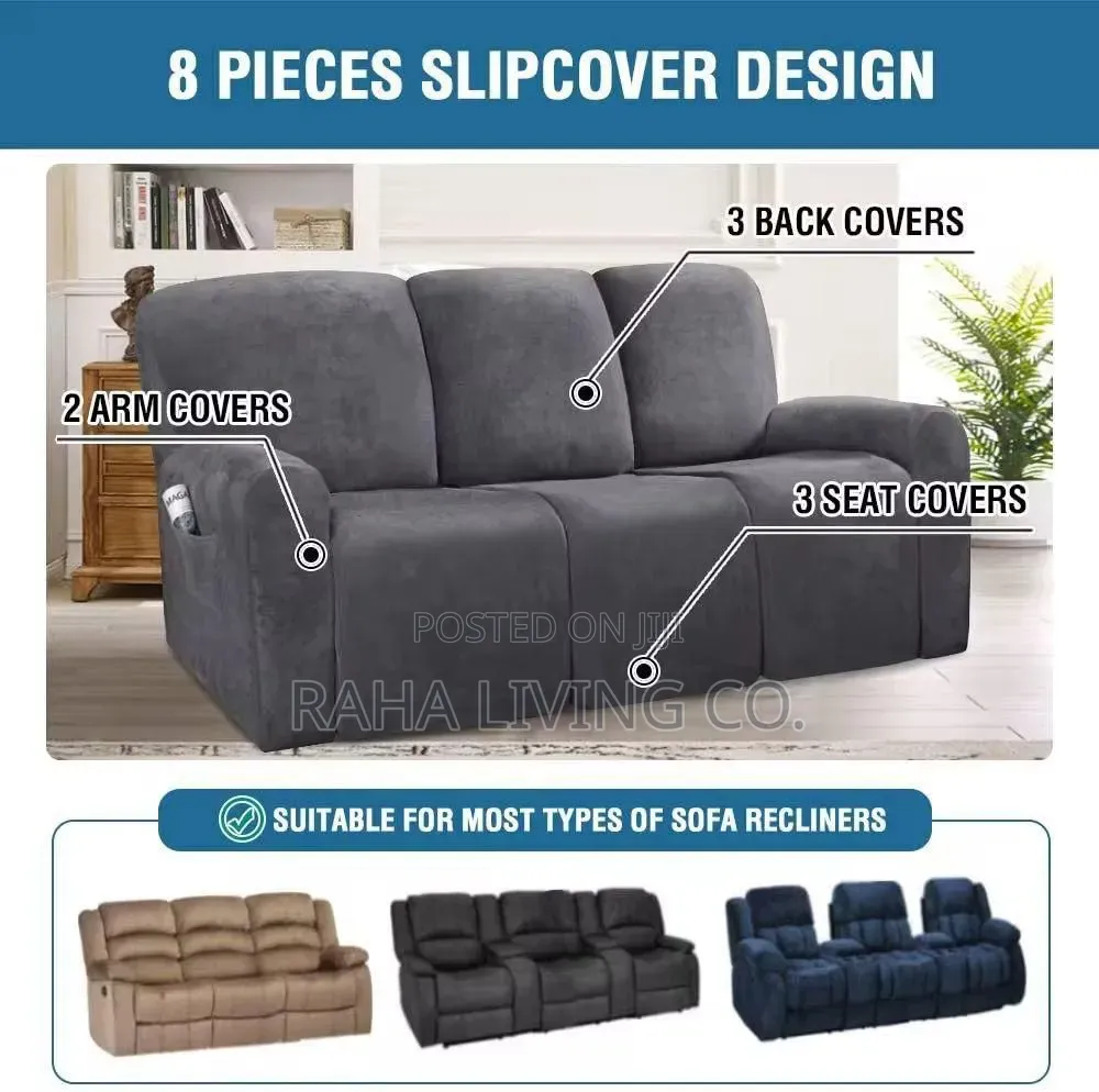 High Density Velvet Recliner Sofa Covers | 3 Colours