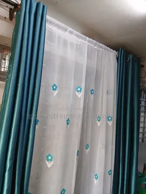 Turquoise Green Curtains Per Meter and Matching Sheers