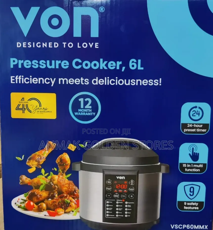 Von Electric Pressure Cooker 6l Non Stick Pot