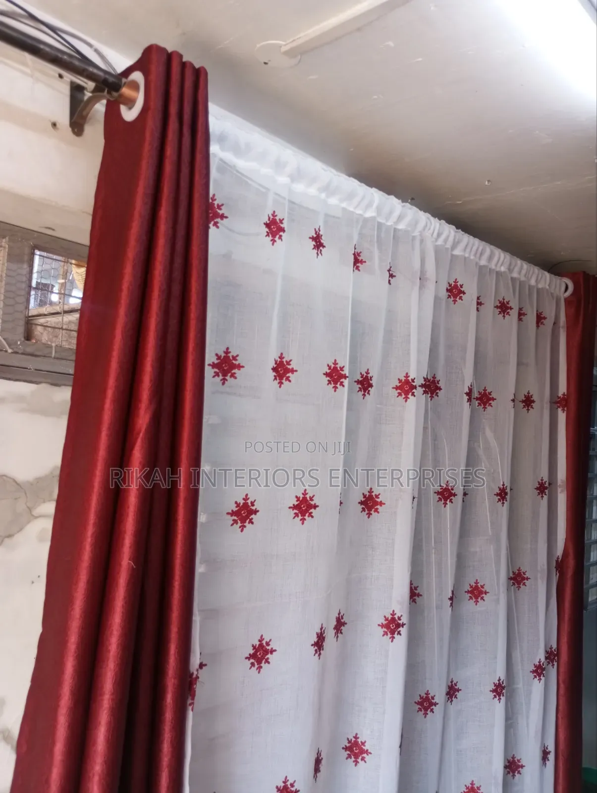 Maroon Plain Curtain Is Per Meter and Also Matching Sheers
