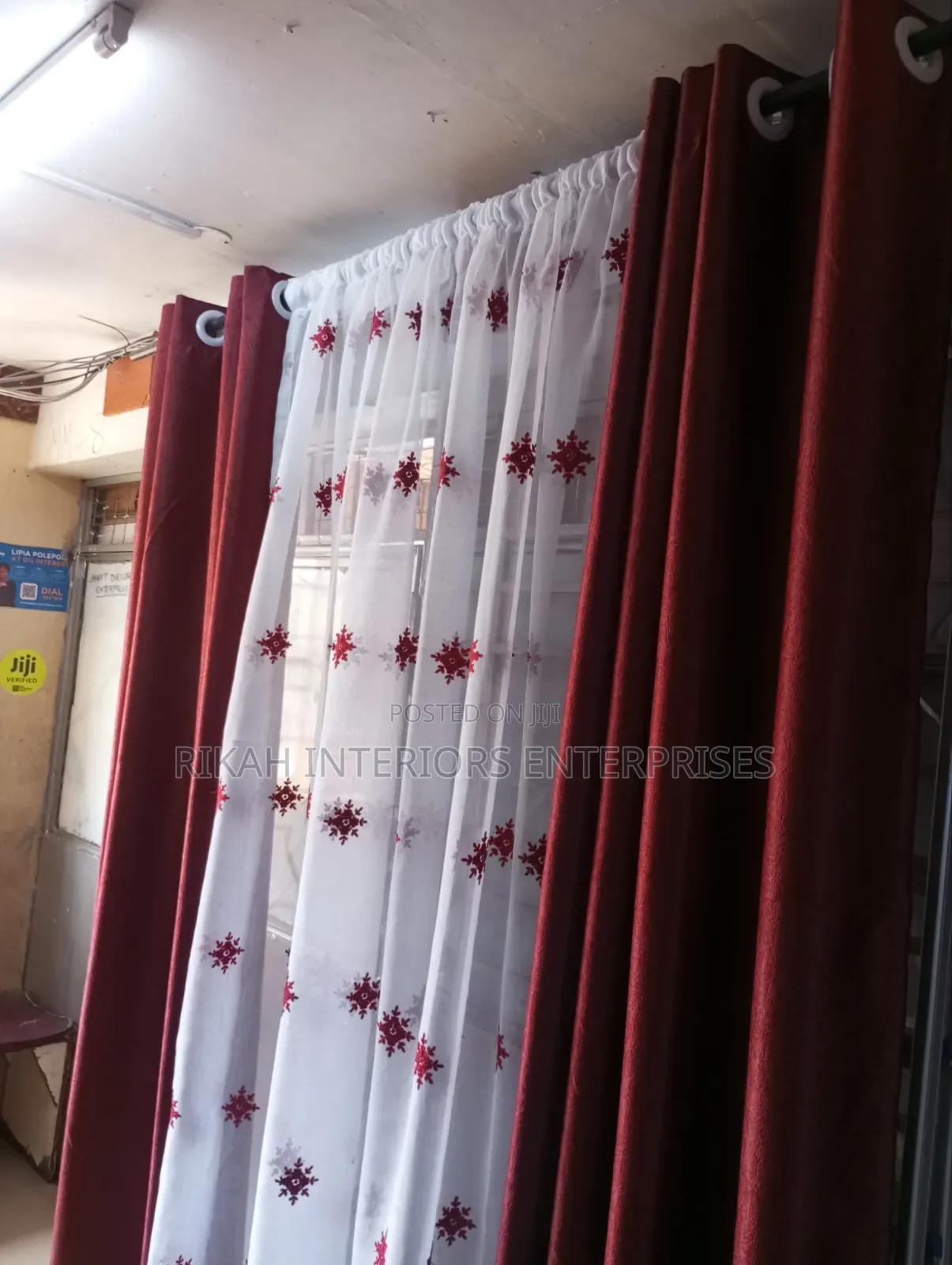 Maroon Plain Curtain Is Per Meter and Also Matching Sheers