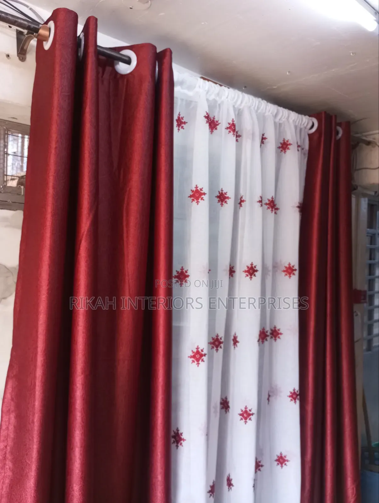 Maroon Plain Curtain Is Per Meter and Also Matching Sheers
