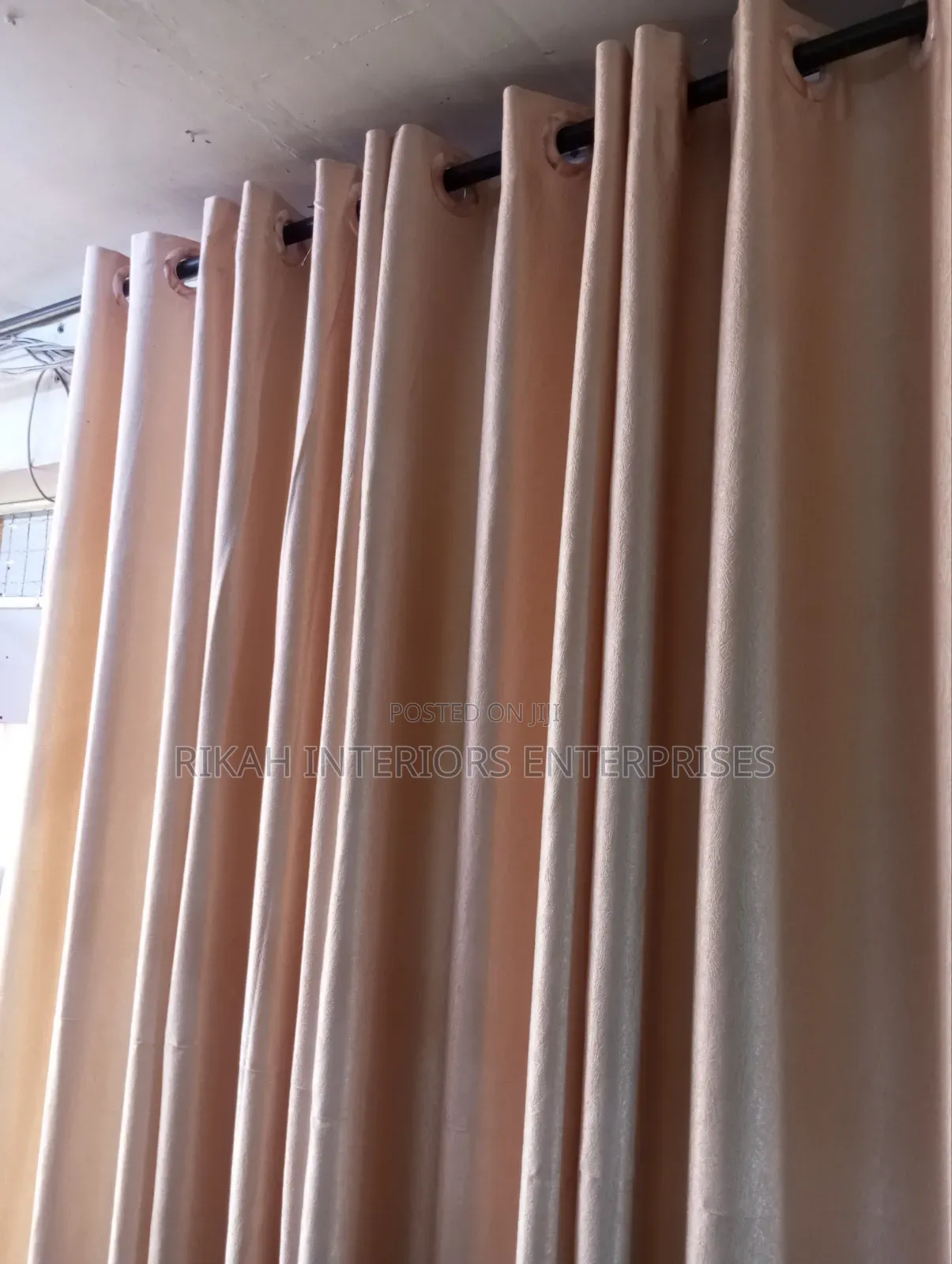 Plain Baige Polyester Curtains Fabrics