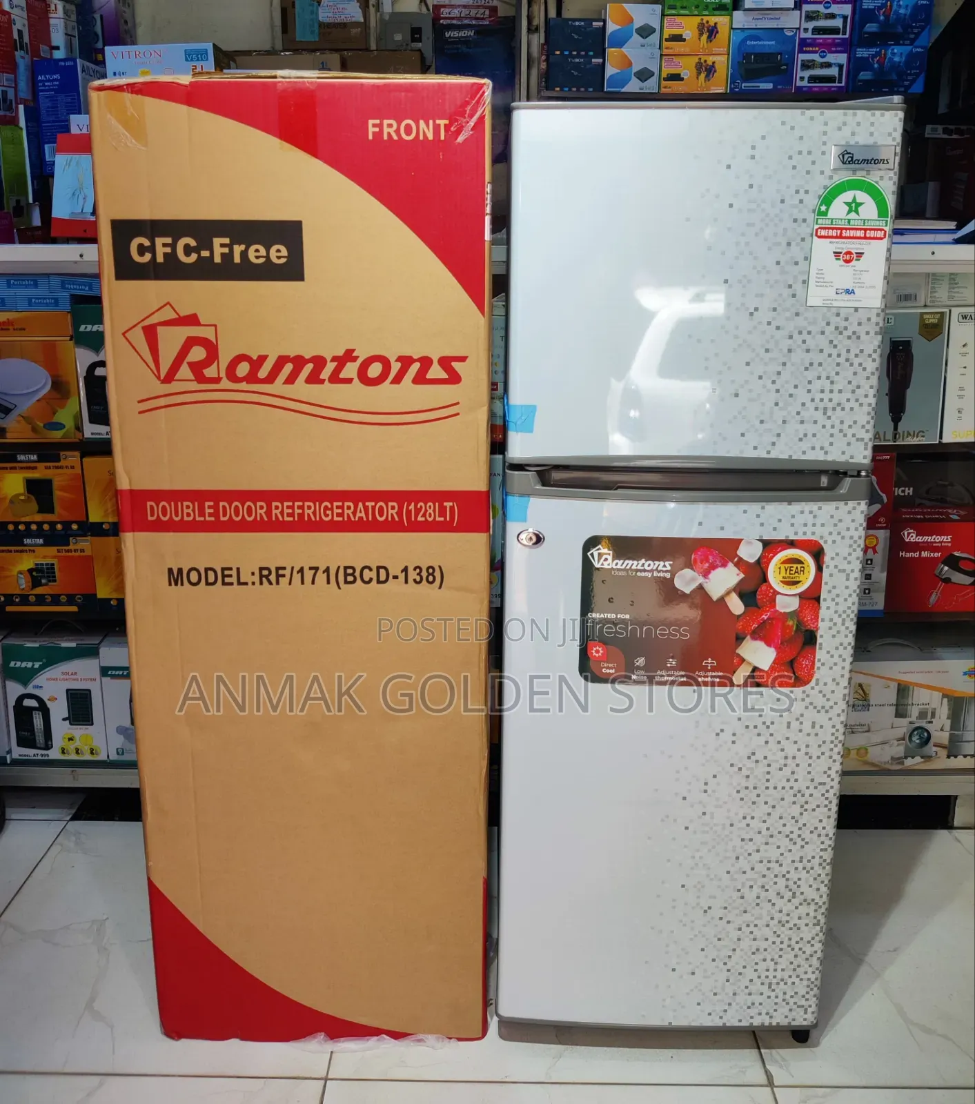Ramtons Fridge Double Fridge 128litres Rf171 Silver at 27,000