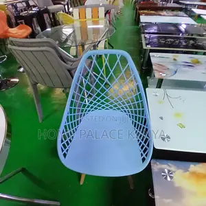 Dining Chair: Sky Blue Plastic Dining Chair With Breathable Back