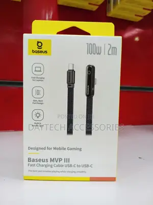 Baseus MVP Iii Usb-C to Usb-C Cable Featuring a 90-Degree Bent Port.