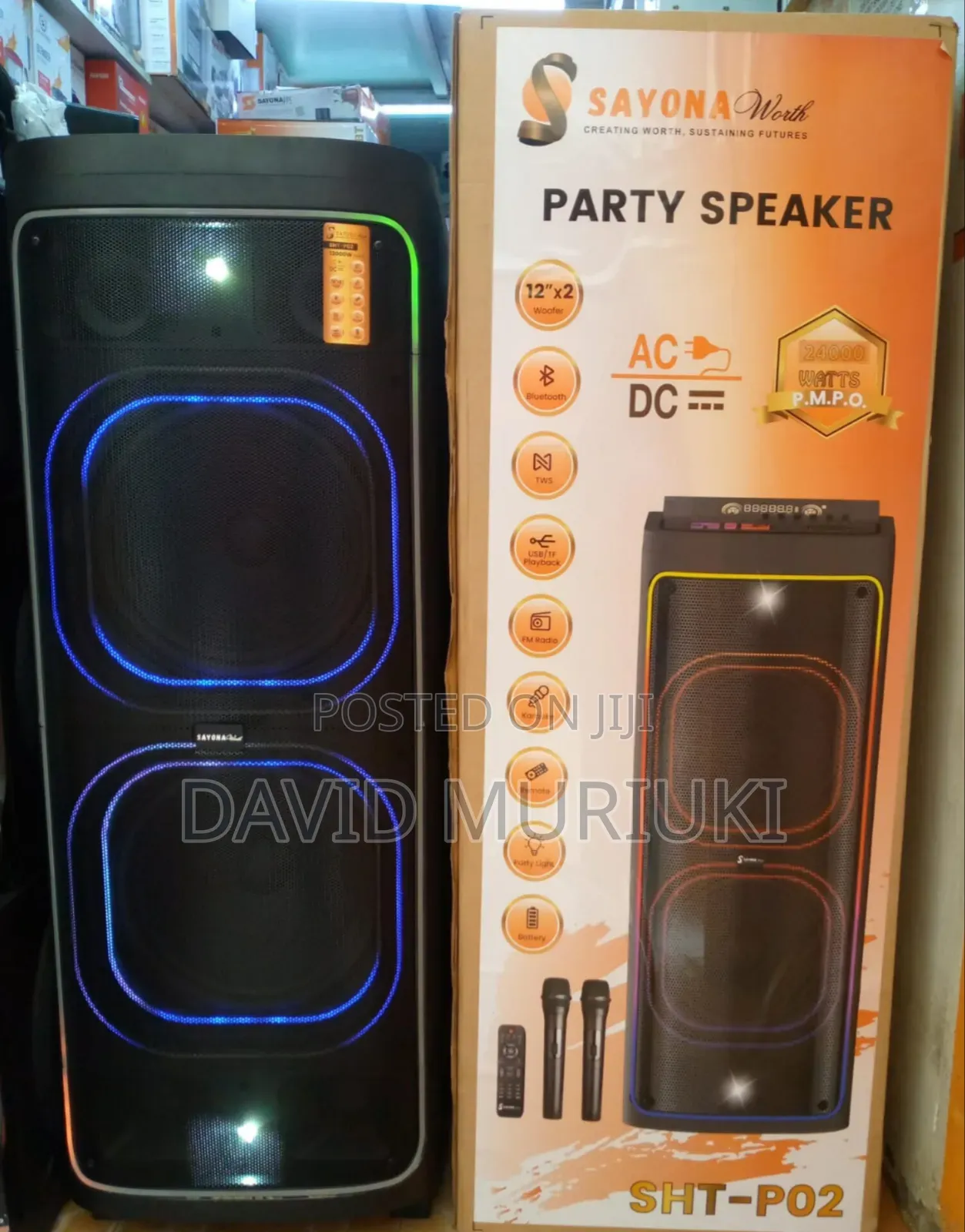 Sayona Party Speaker
SHT-P02
Ac/Dc
12000 Watts
Output Power-100wtts.