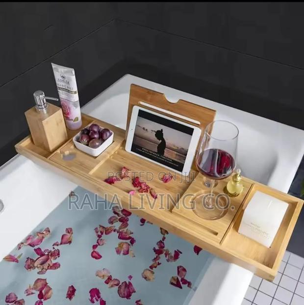 Wooden Bathtub Shower Caddy | Bathroom Storage Tray - thumbnail 2