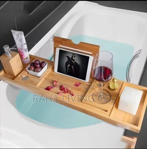 Wooden Bathtub Shower Caddy | Bathroom Storage Tray - thumbnail 3