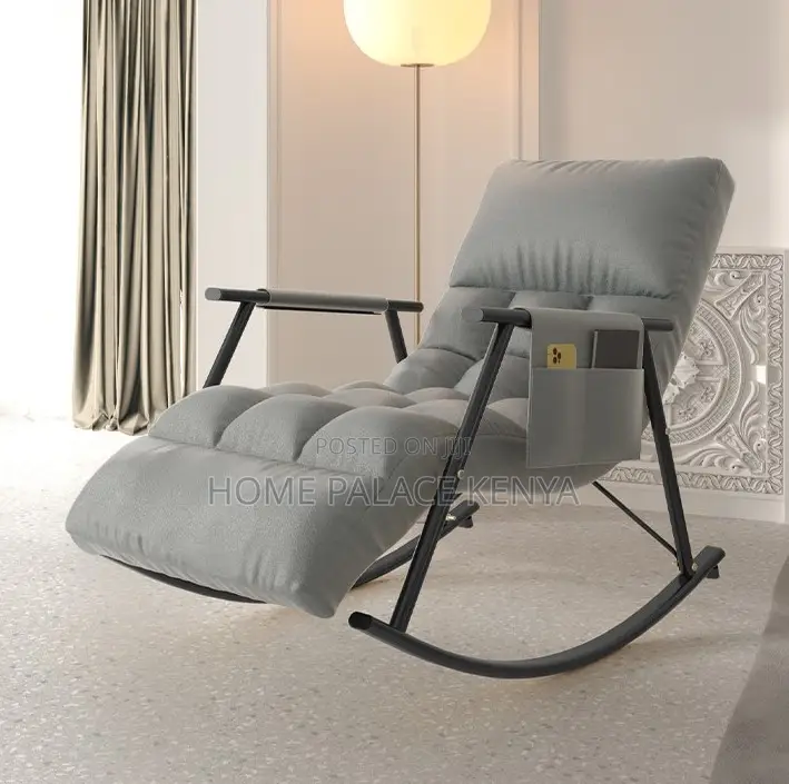 Rocking Chair: Light Green Padded Rocking Chair With Arms