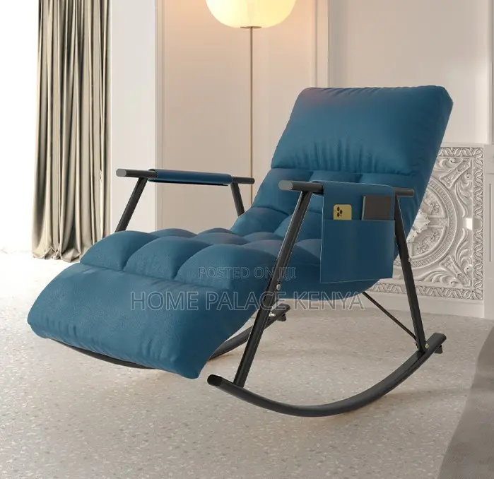 Rocking Chair: Light Green Padded Rocking Chair With Arms
