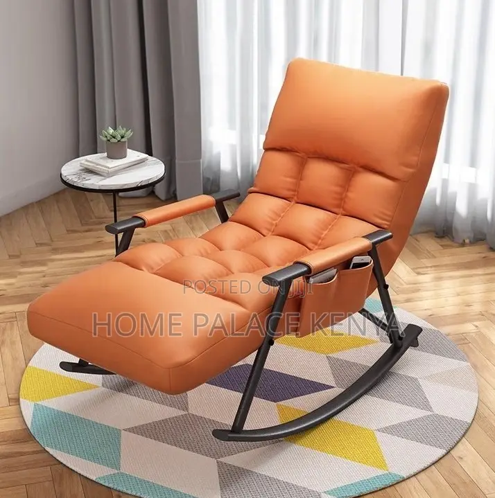 Rocking Chair: Light Green Padded Rocking Chair With Arms
