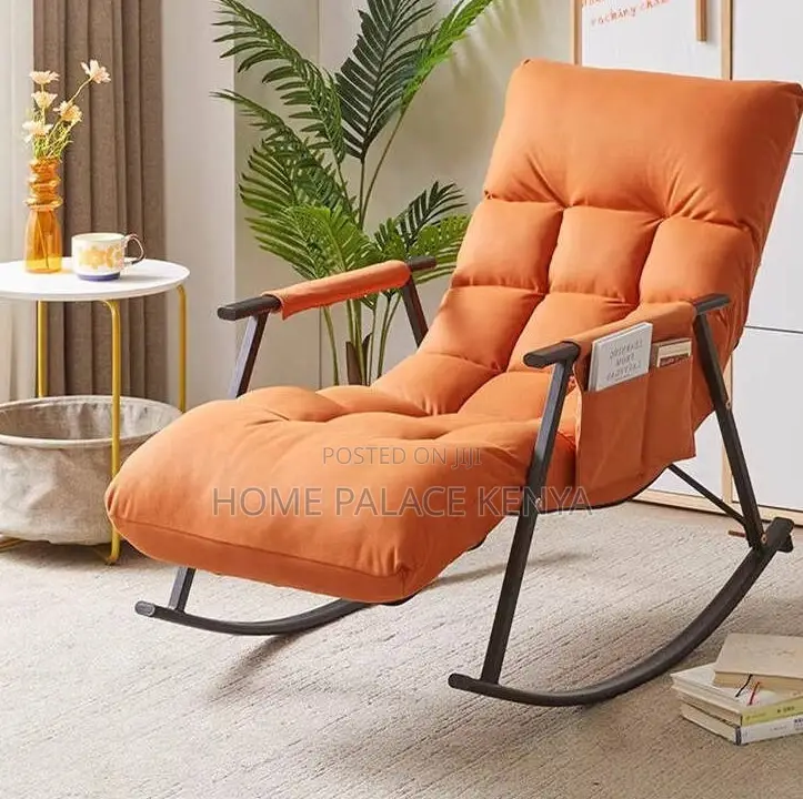 Rocking Chair: Light Green Padded Rocking Chair With Arms
