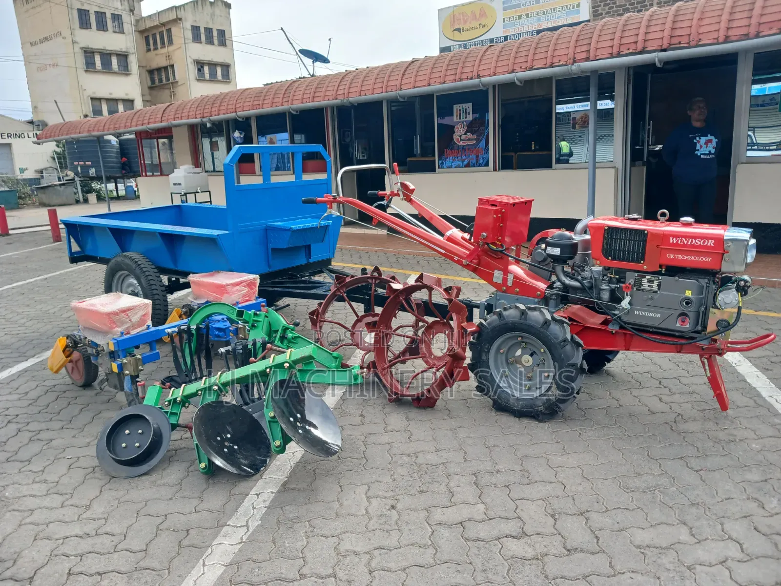 Walking Tractor With Trailer and Seed Planter