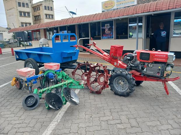 Walking Tractor With Trailer and Seed Planter