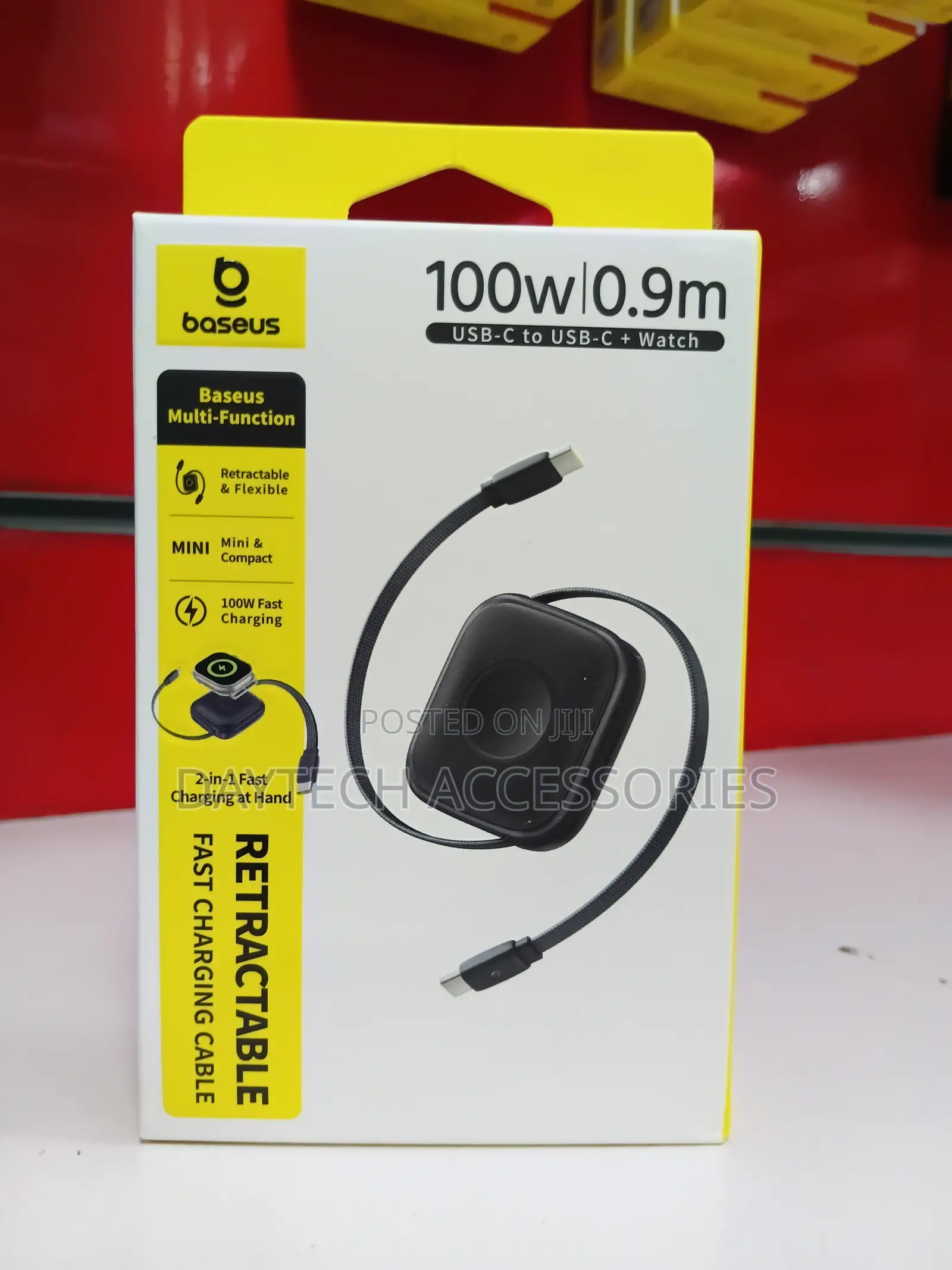 Baseus Retractable 2-in-1 Cable Featuring a 100w Usb-C to Usb-C Cable