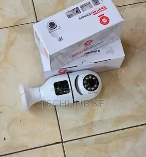Dual Lens PTZ Bulb Camera 1080p Wi-Fi, 360° View, Two-Way Audio