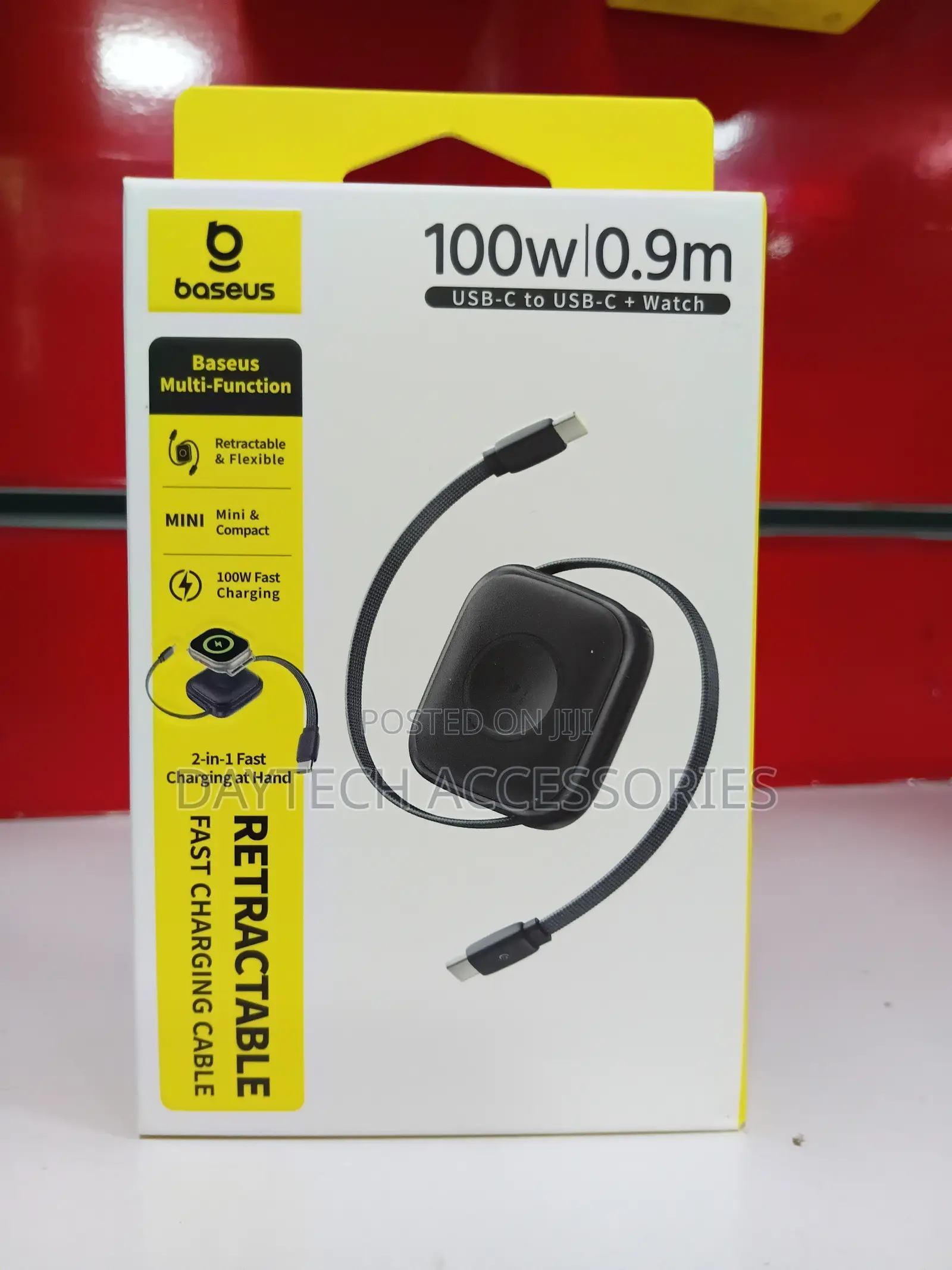 Baseus Retractable Usb C Cable for Apple Watch 100w Fast Charging.