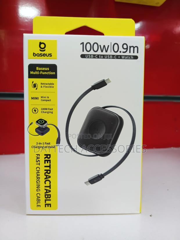 Baseus Retractable Usb C Cable for Apple Watch 100w Fast Charging.