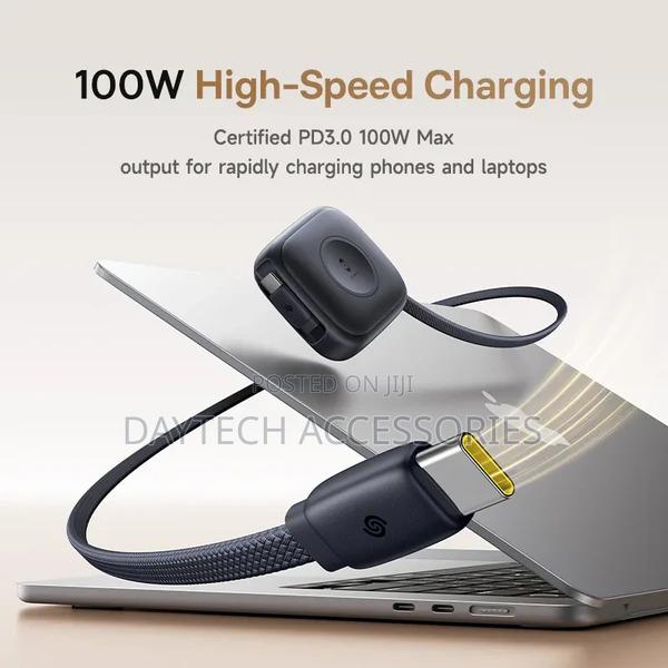 Baseus Retractable Usb C Cable for Apple Watch 100w Fast Charging. - thumbnail 2