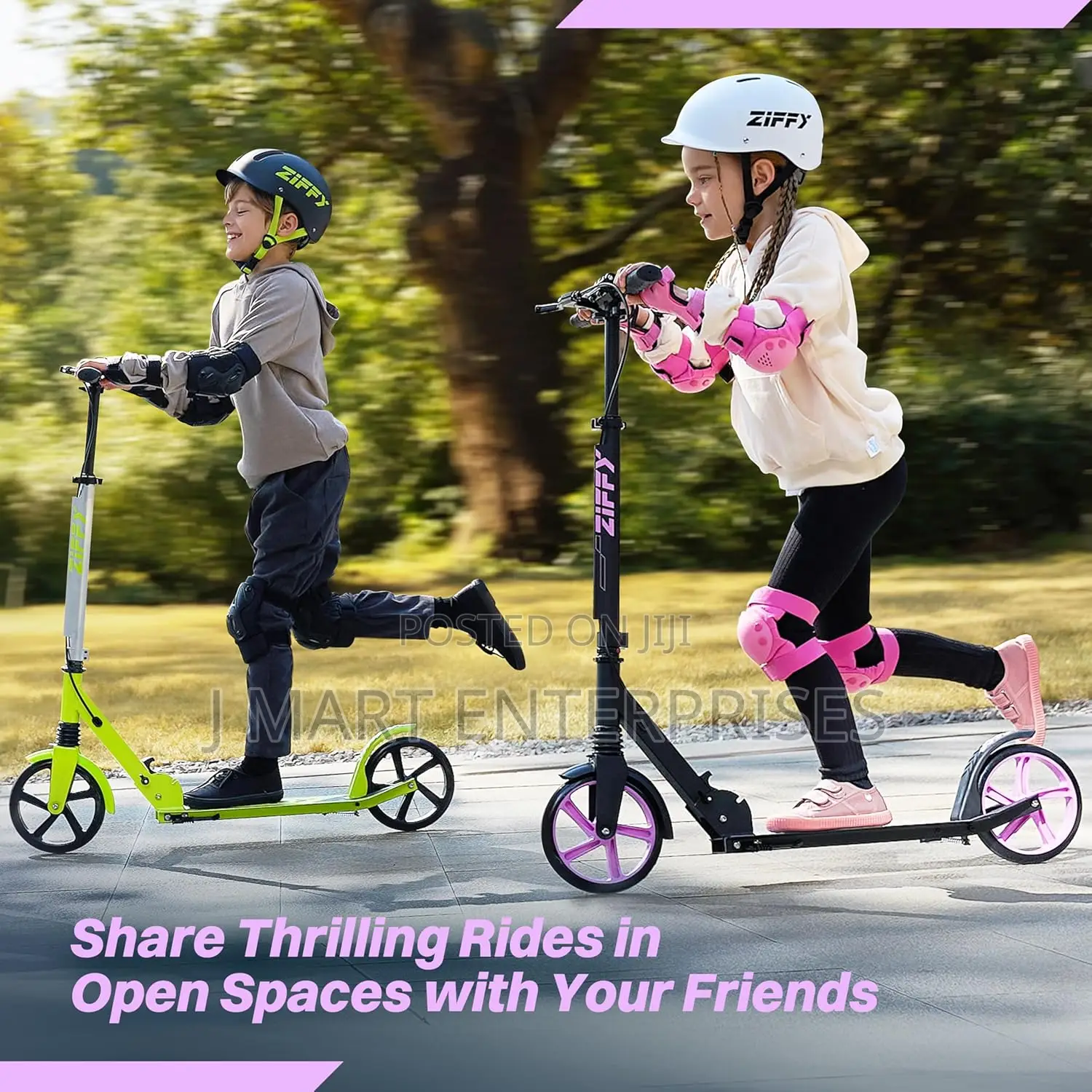 Scooter for Kids With Hand Brake, Foldable Kick Scooter for Ages 6-18