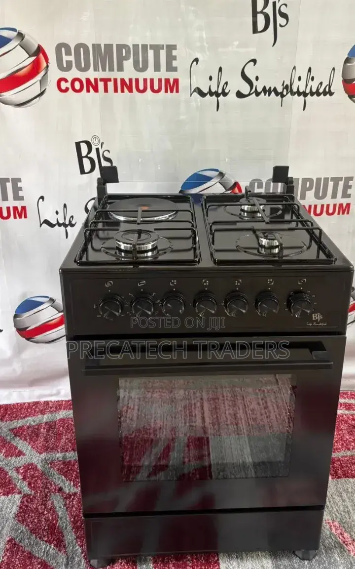 BJS 4 Burner Gas Cooker With Oven – Black